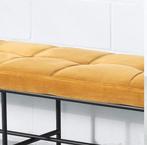 MILAN Velvet Bench (mustard color), Ophalen, 125 cm of meer, Zo goed als nieuw, Stof
