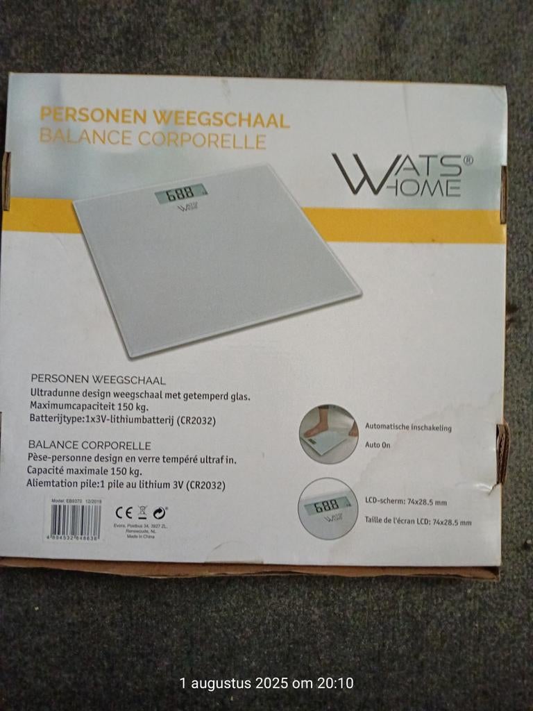 Personenweegschaal (model EB9370)., Witgoed en Apparatuur, Weegschalen, Ophalen, 1 tot 500 gram, 100 kg of meer, Zo goed als nieuw
