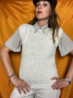 Vintage gebreide top / spencer /trui- handgemaakt - 36/S, Kleding | Dames, Truien en Vesten, Hgv, Beige, Ophalen of Verzenden
