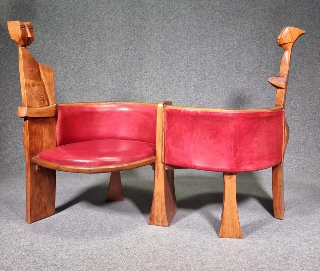 Tet a tet - bankje - kunstmeubel - praatbankje, Antiek en Kunst, Kunst | Designobjecten, Ophalen