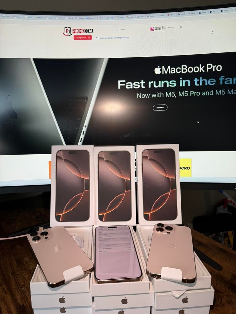 iPhone 16 pro max 256 gb dessert nieuw factuur + Garantie, 256 GB, Apple, Apple, Nieuw