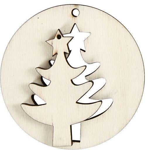 Hangende decoratie boom 2-in-1 licht hout (triplex) Ø 7 cm, ., Nieuw, Ophalen of Verzenden, .