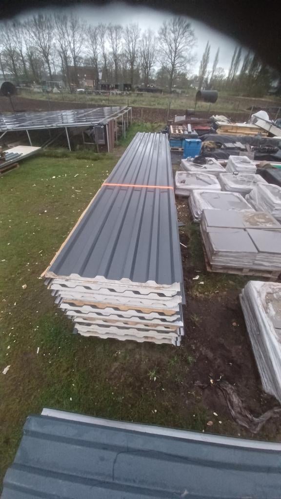 SandwichDakplaten trapezium  16 stuks 705 cm, Doe-het-zelf en Verbouw, Platen en Panelen, Gebruikt, Overige materialen, 50 tot 100 mm