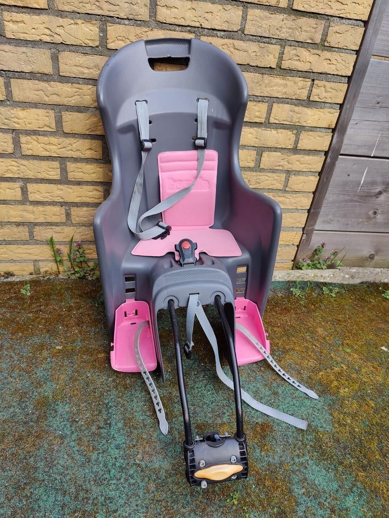 Polisport kinderfietszitje – roze, Fietsen en Brommers, Fietsaccessoires | Fietsstoeltjes, Ophalen, Achterzitje, Gebruikt, 9 t/m 18 kg