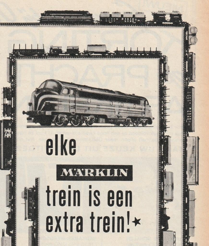 Retro reclame 1975 Märklin modeltrein Belgische lok 204, Verzenden, Overige typen