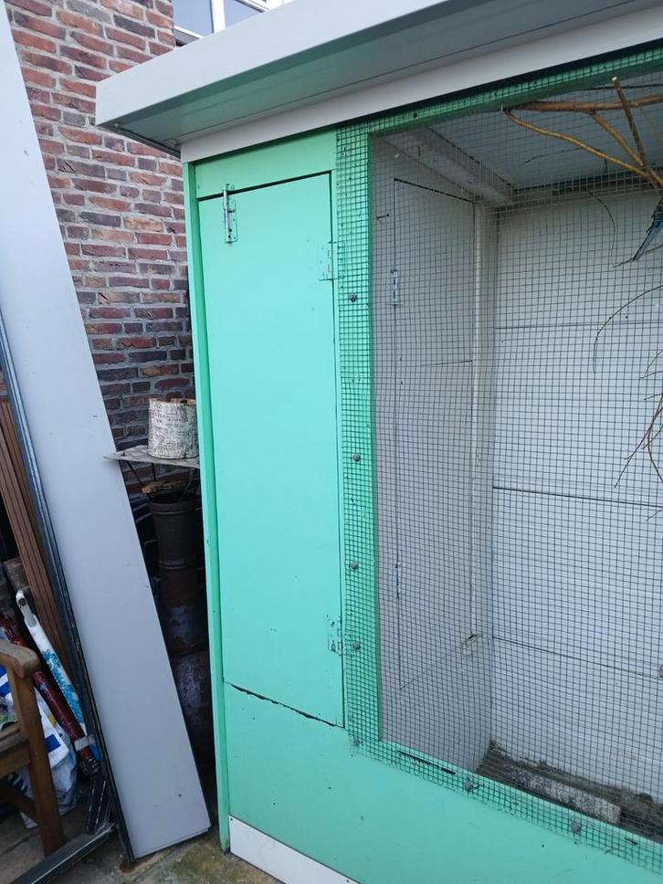 Vogelhok met turquoisine en bourk parkiet, Dieren en Toebehoren, Vogels | Hokken en Kooien, Vogelkooi, Hout, Ophalen