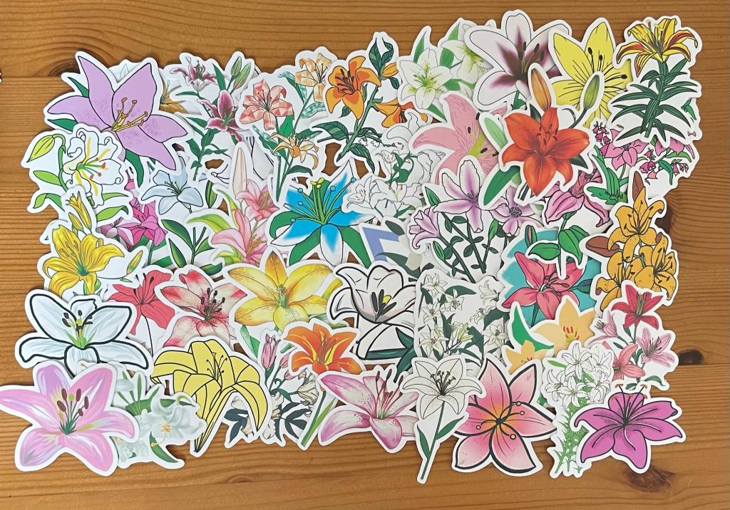 Lilly bloemen gekleurde thema stickers, Verzenden, Nieuw, Meerdere stickers