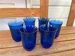 Vintage Arcoroc France kobaltblauw swirl drinkglazen set, Verzamelen, Glas en Borrelglaasjes, Ophalen of Verzenden, Overige typen
