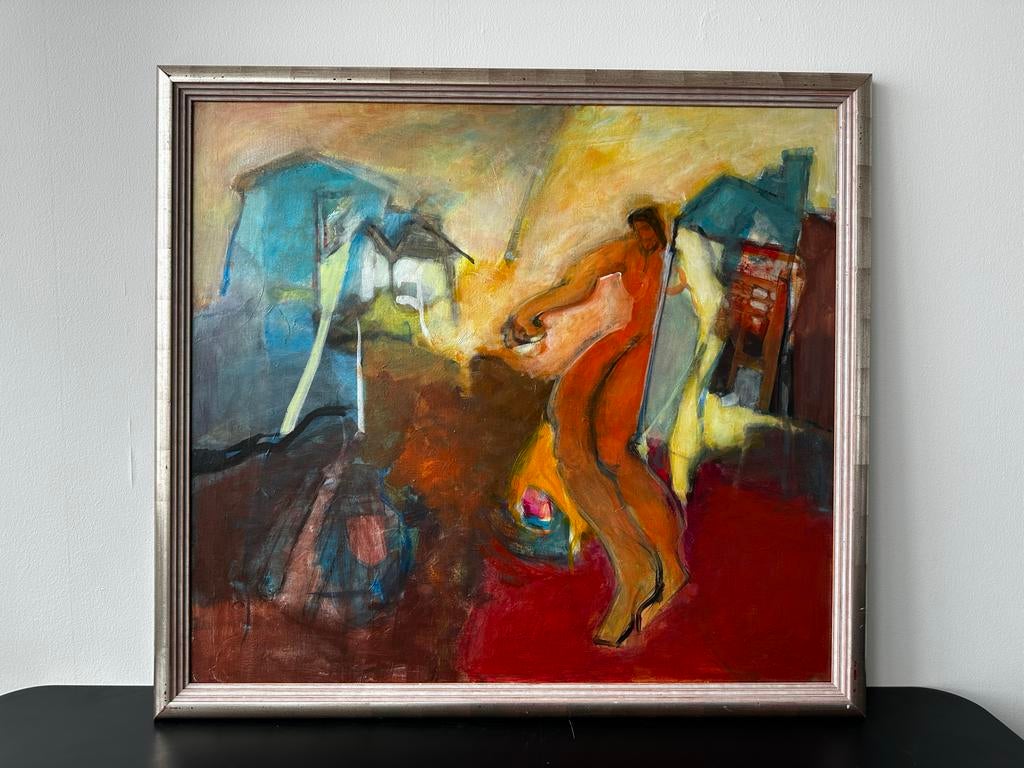 Abstract schilderij olieverf (mix) op linnen, Arthur Bernard, Antiek en Kunst, Kunst | Schilderijen | Abstract, Ophalen