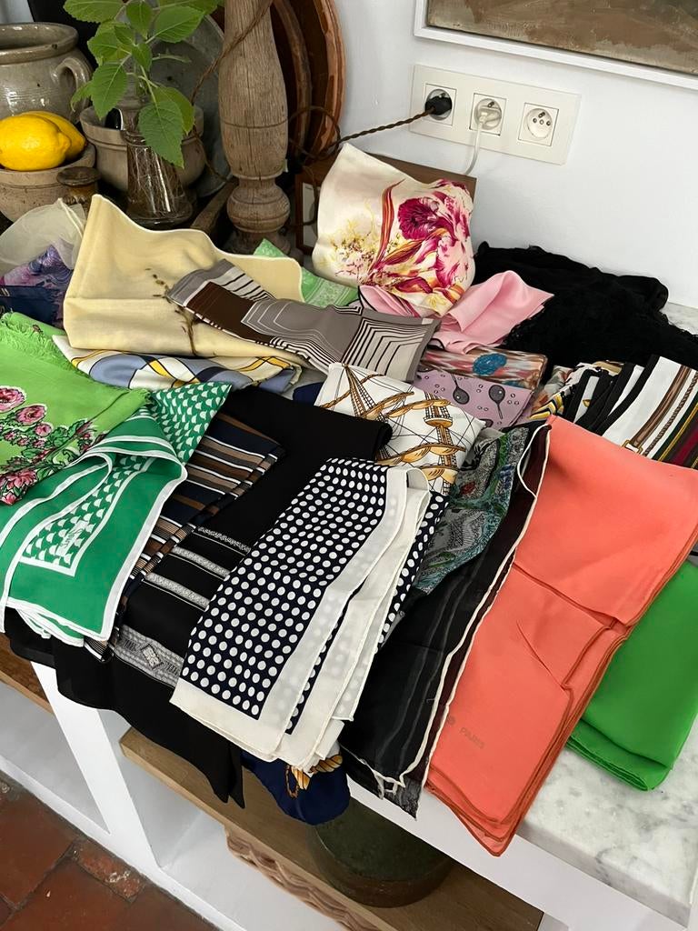 VINTAGE RETRO SJAALS CARRÉ ZIJDE KATOEN GROOT LOT, Ophalen of Verzenden, Huis en Inrichting