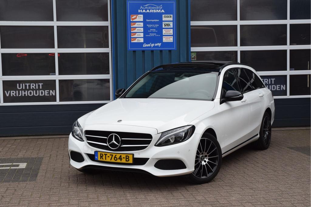 Mercedes-Benz C-Klasse Estate 160 Business Panoramadak Night, Auto's, Automaat, Achterwielaandrijving, 4 cilinders, Wit