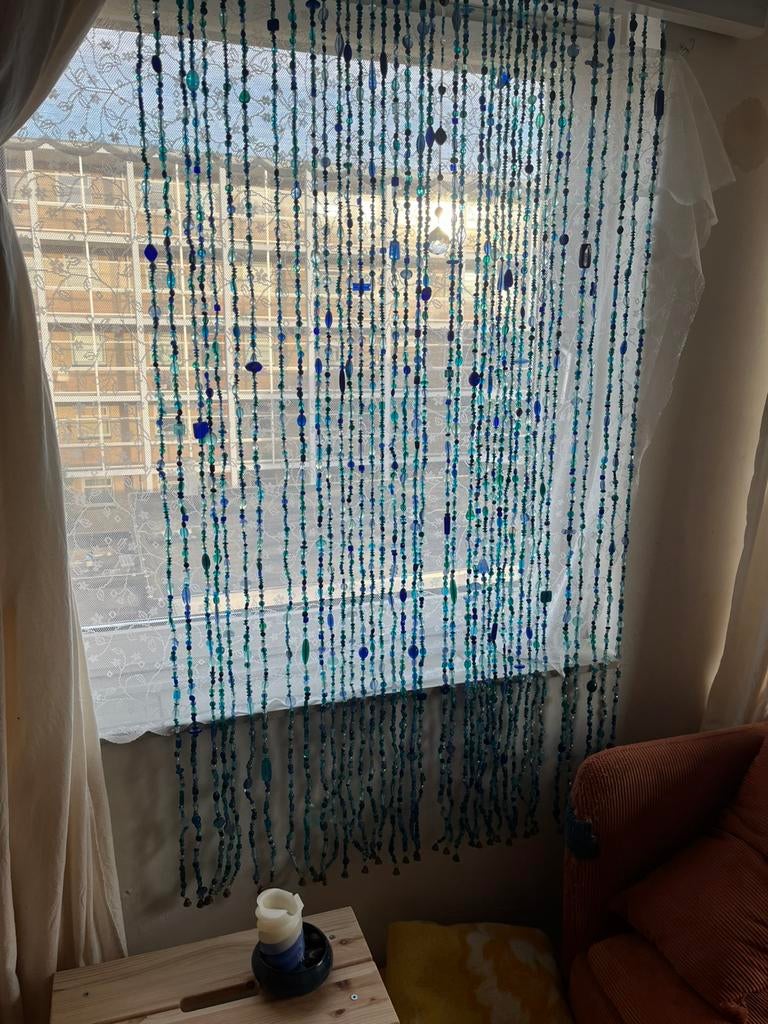 Kralengordijn glas blauw, Huis en Inrichting, Woonaccessoires | Kamerschermen, Ophalen, Zo goed als nieuw