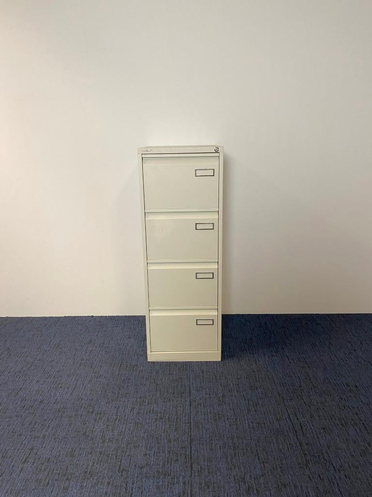 Ladekast Bisley, lichtgrijs, H 132 x B 47 x D 62,5 cm.