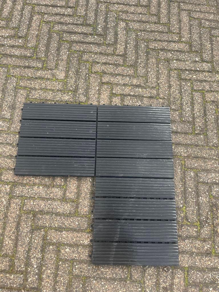 +- 70 stuks Antraciet houtlook vlondertegels inkliksysteem, Ophalen, Gebruikt, Kunststof