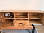 Robuust mangohouten tv-meubel met metalen accenten, Ophalen, 100 tot 150 cm, Zo goed als nieuw, Minder dan 100 cm