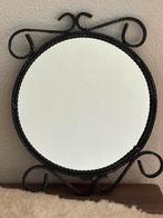 Vintage ijzeren spiegel met sierlijke krullen, Ophalen of Verzenden, Rond, Minder dan 50 cm, Minder dan 100 cm