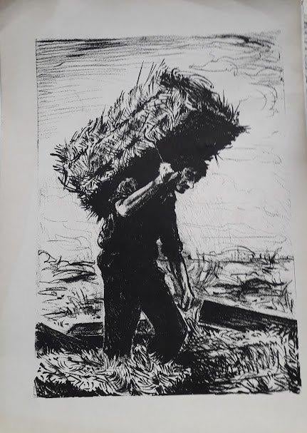 Andreas Schotel ets niet gesigneerd, Dagelijks leven, Ets, 35 cm, Ophalen of Verzenden