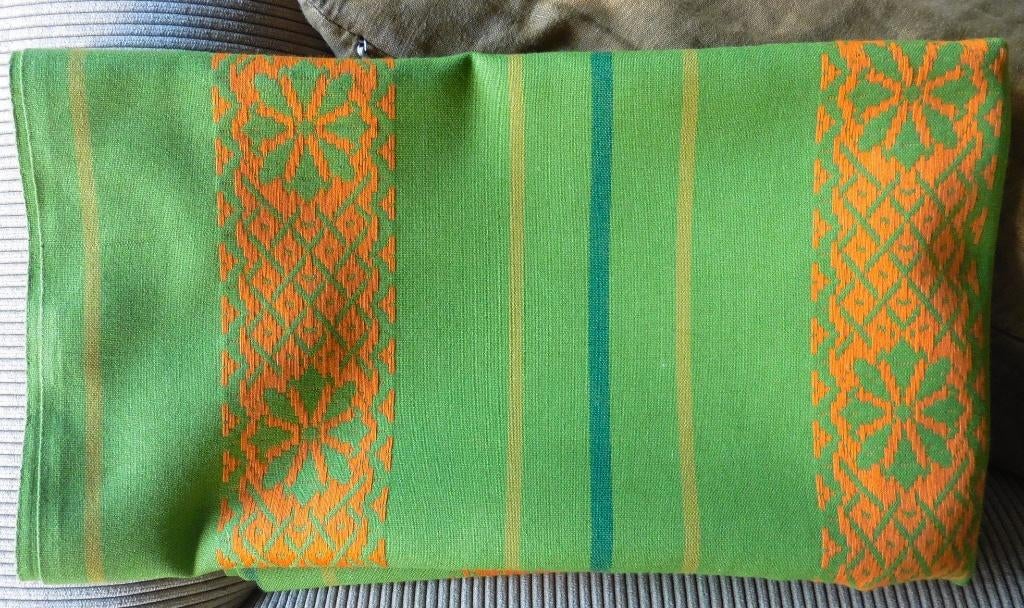 Echte retro vintage jaren 70 stof groen oranje nieuw, Hobby en Vrije tijd, Stoffen en Lappen, 120 cm of meer, Nieuw, Ophalen of Verzenden