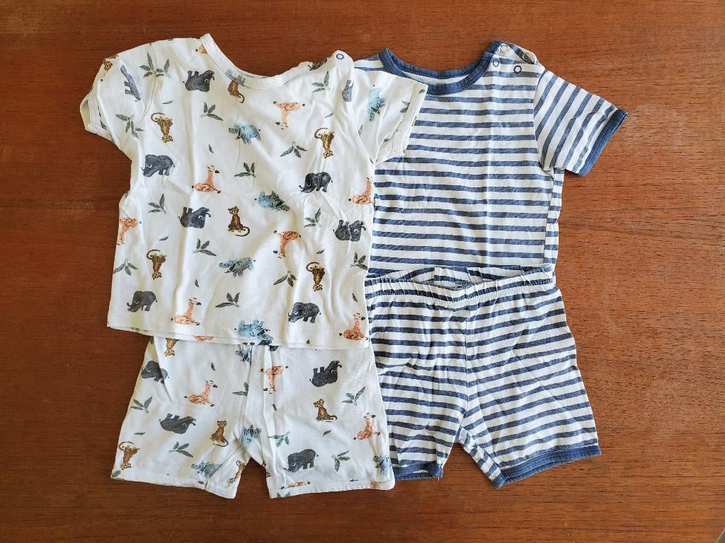 2 x Korte pyjama - Maat 74 - 80 - Hema, Nacht- of Onderkleding, Jongetje of Meisje, Ophalen of Verzenden, Zo goed als nieuw