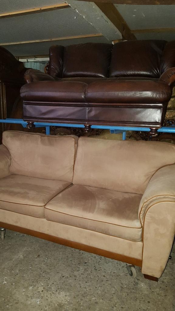 Klassiek leder banken, Ophalen, Gebruikt, Tweepersoons, 90 cm