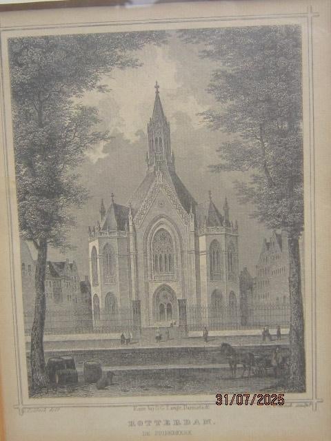 Zuiderkerk Rotterdam, Mooie Ingel Staalgravure, Antiek en Kunst, Ophalen