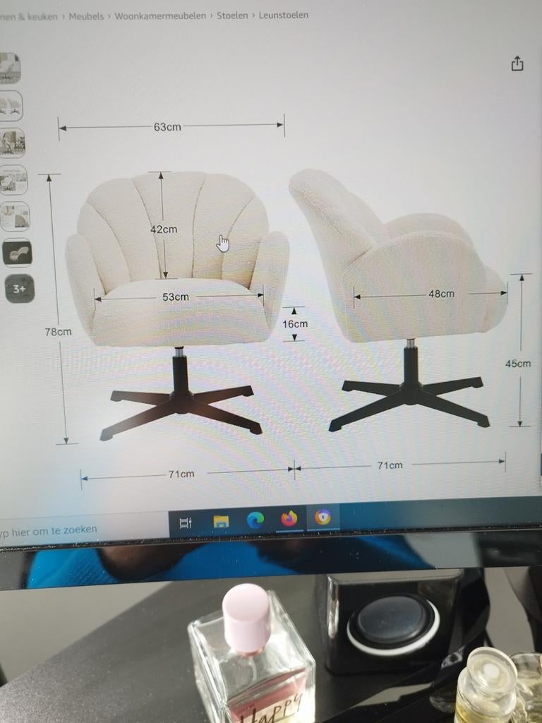 Nieuwe Witte TEDDY Vlinder draaifauteuil, zit nog in doos, Huis en Inrichting, Fauteuils, Ophalen, Nieuw