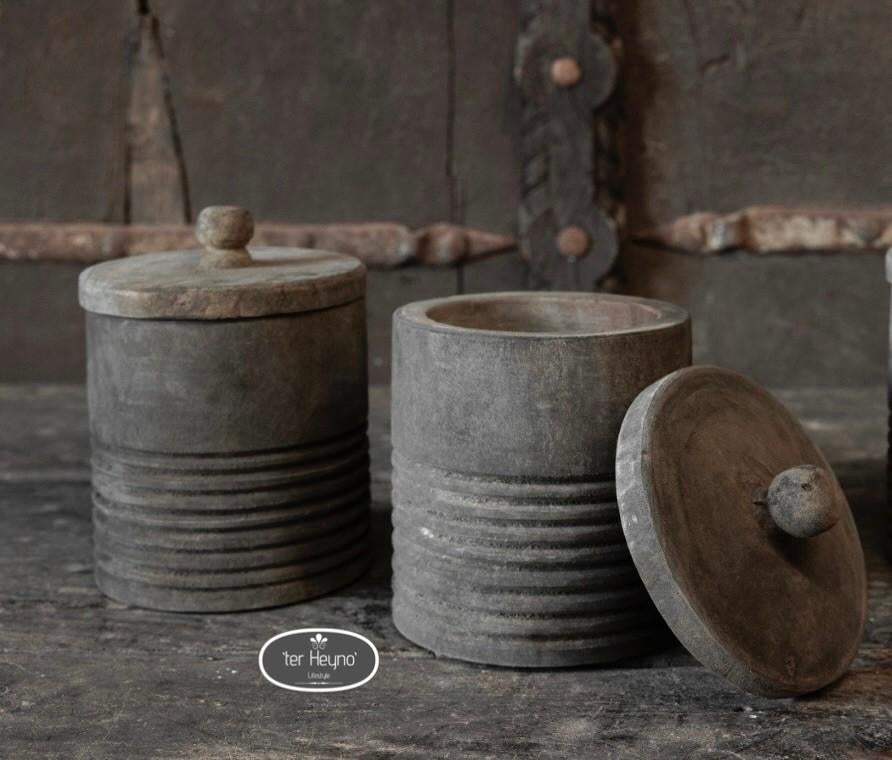 Houten pot met deksel bakje hout stoer sober landelijk, Verzenden, Nieuw