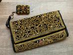 Vintage geborduurde handtas clutch portemonnee toilettas tas, Ophalen of Verzenden, Zo goed als nieuw, Zwart, Handtas