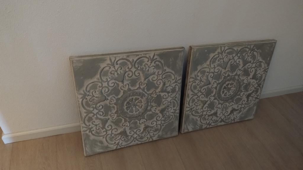 2 schilderijen wandplaten, Ophalen, 50 tot 75 cm, Schilderij, 50 tot 75 cm