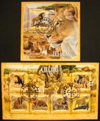 - 780 - 2 Blokken met veel Leeuwen., Verzenden, Gestempeld, Dier of Natuur