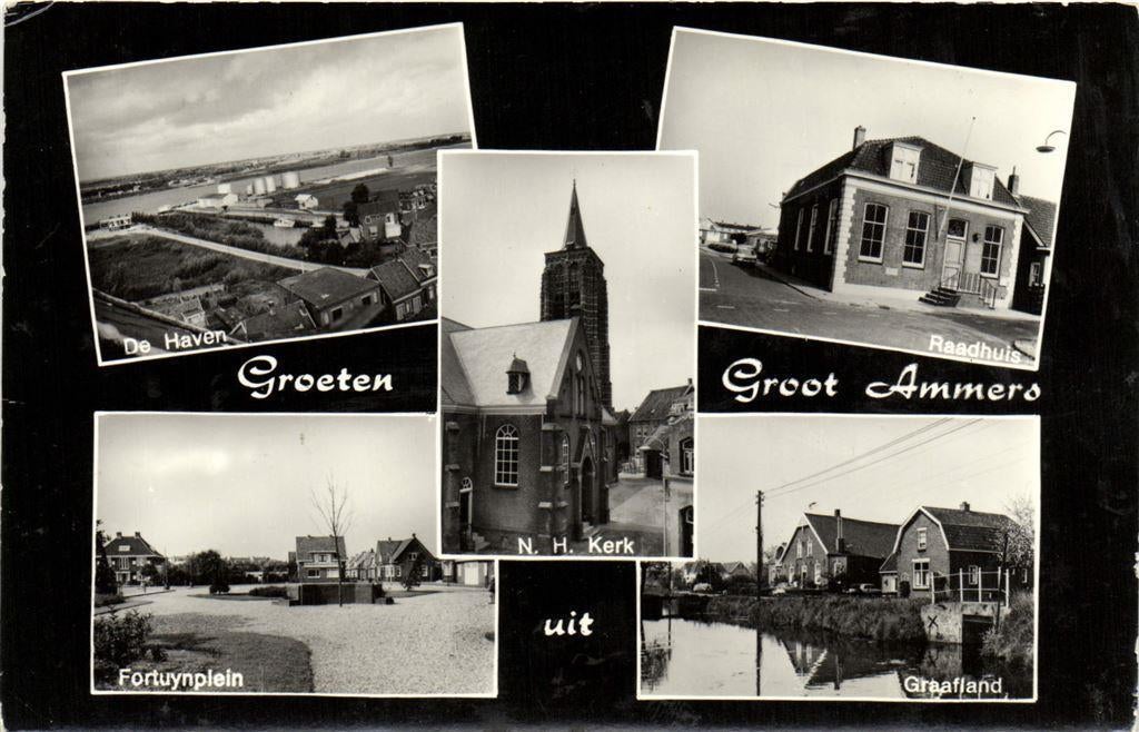Groeten uit Groot Ammers - 5 afb o.a. Graafland - gelopen, Ophalen of Verzenden, Voor 1920, Gelopen, Noord-Brabant