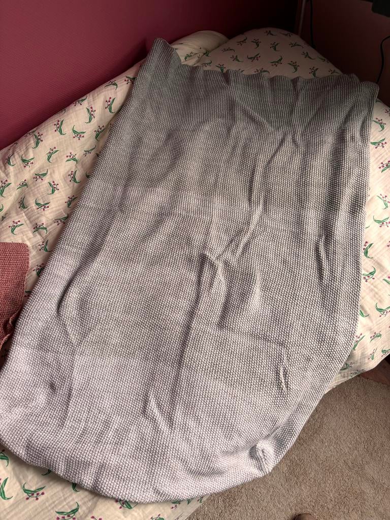 Witlof ledikant dekens 2x (grijs en roze), Ophalen of Verzenden, Gebruikt, 100 cm of meer, Deken