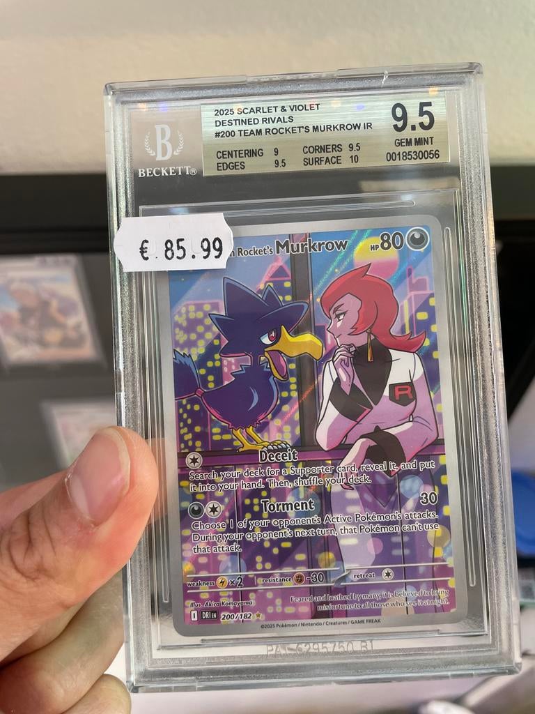 Pokémon Murkrow IR 200/182 BGS 9.5 Gem Mint Scarlet & Violet, Ophalen of Verzenden, Zo goed als nieuw, Losse kaart