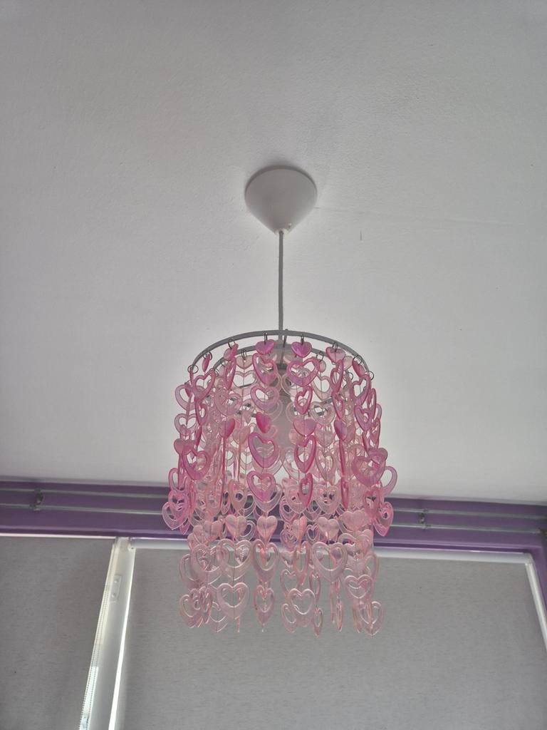 Schattige Roze Hartjes Hanglamp voor Kinderkamer, Huis en Inrichting, Lampen | Hanglampen, Ophalen, Zo goed als nieuw, Speels, Romantisch, Kinderlijk