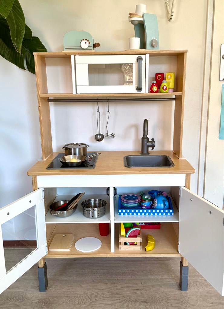 Houten speelkeuken met uitgebreide accessoires set, Ophalen, Gebruikt, Hout, Speelkeuken