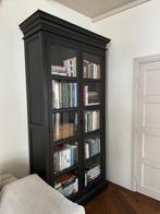 Klassieke zwarte houten boekenkast / servieskast, Ophalen, Gebruikt, 100 tot 150 cm, 200 cm of meer