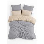 Dekbedovertrek, Dubbelzijdig, 100% Katoen, Beige/Grijs, Eenpersoons, ., Beige, Nieuw