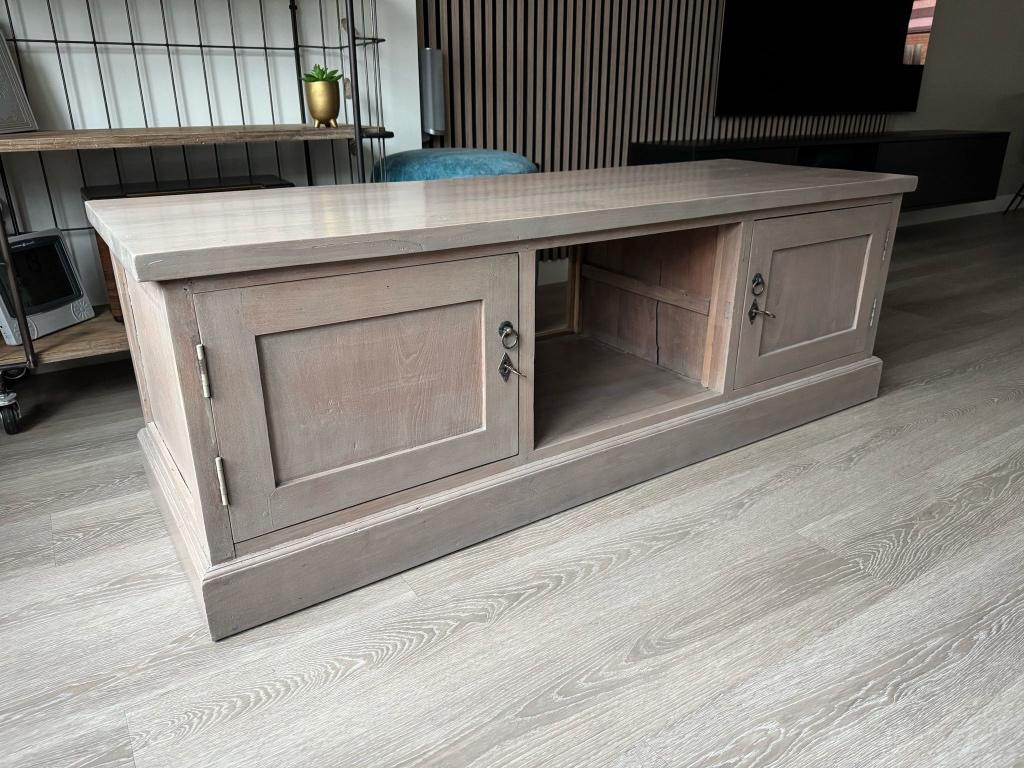 Tv kast, Ophalen, Gebruikt, 100 tot 150 cm, Teakhout