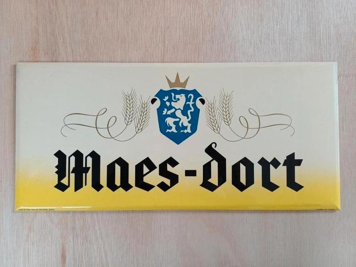 Maes Dort Bier Vintage Glacoide Reclamebord 1958, Verzamelen, Biermerken, Gebruikt, Reclamebord, Plaat of Schild, Overige merken