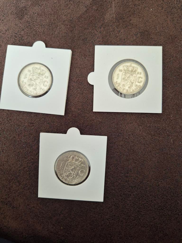 3 zilveren guldens 1955, Ophalen of Verzenden, Koningin Juliana, 1 gulden