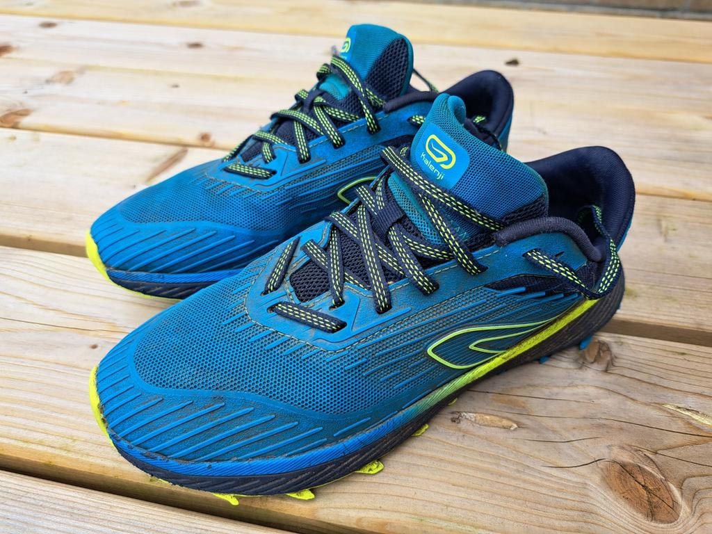 Kalenji trail hardloopschoenen blauw/geel maat 36, Sport en Fitness, Loopsport en Atletiek, Ophalen of Verzenden, Gebruikt, Hardloopschoenen