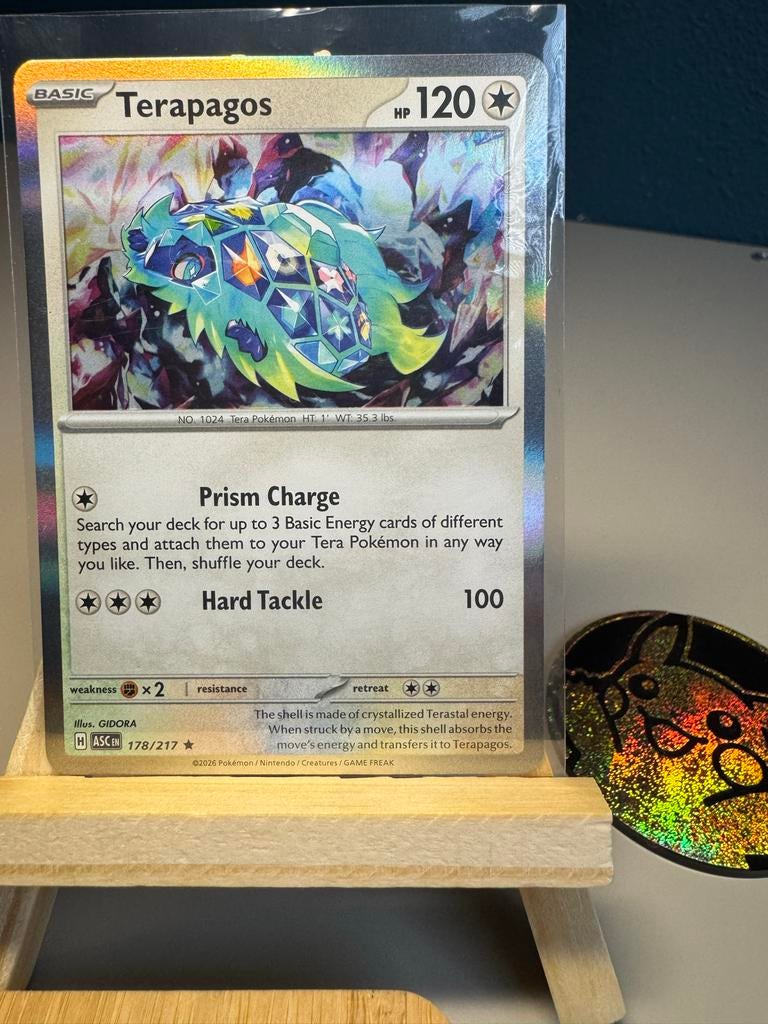 Pokémon kaart: Terapagos 178/217, Ophalen of Verzenden, Zo goed als nieuw, Losse kaart, Foil