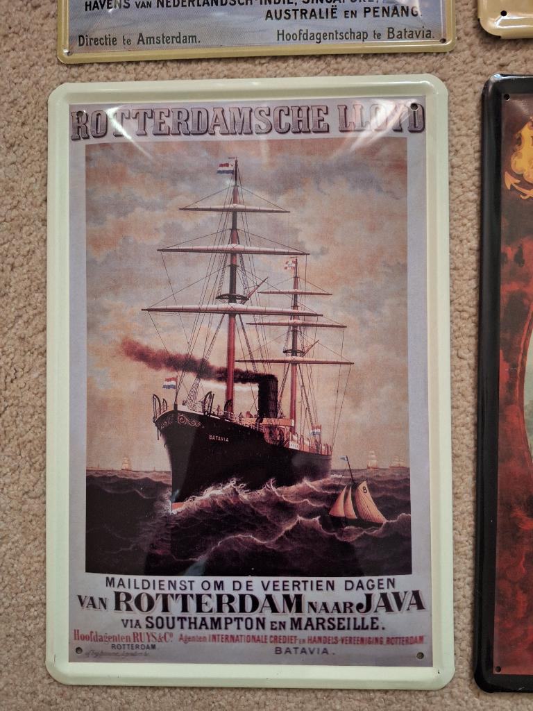 vintage reclamebord schepen, Ophalen of Verzenden, Zo goed als nieuw