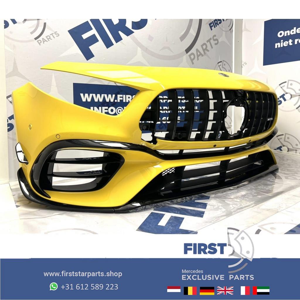 W177 V177 A KLASSE 2024 A45 A45S AMG VOORBUMPER GEEL COMPLEE, Gebruikt, -, Voor, Ophalen of Verzenden