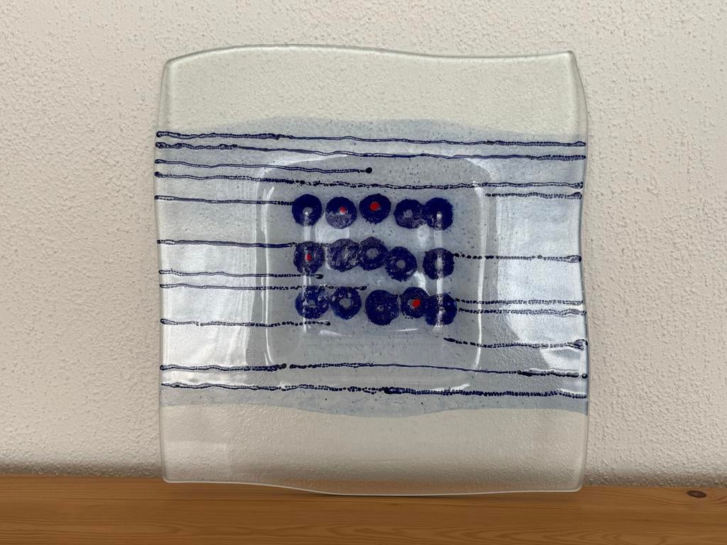 Unieke handgemaakte glazen schaal, Ophalen, Schaal, Vierkant, Nieuw