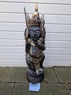 Uniek extra groot massief houte zilver kleurig Ganesh beeld., Ophalen of Verzenden
