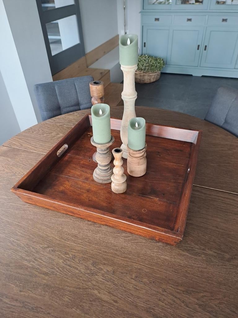 Massief houten dienblad, Ophalen, Gebruikt, Vierkant, Hout