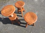 3 Stuks Vintage draaibare grenen houten krukken, Ophalen of Verzenden, In hoogte verstelbaar, Gebruikt, Hout