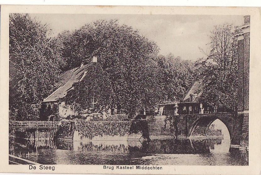 De Steeg (Gld) Brug Kasteel Middachten 1927 -treinstempel-, Verzenden, 1920 tot 1940, Gelopen, Gelderland