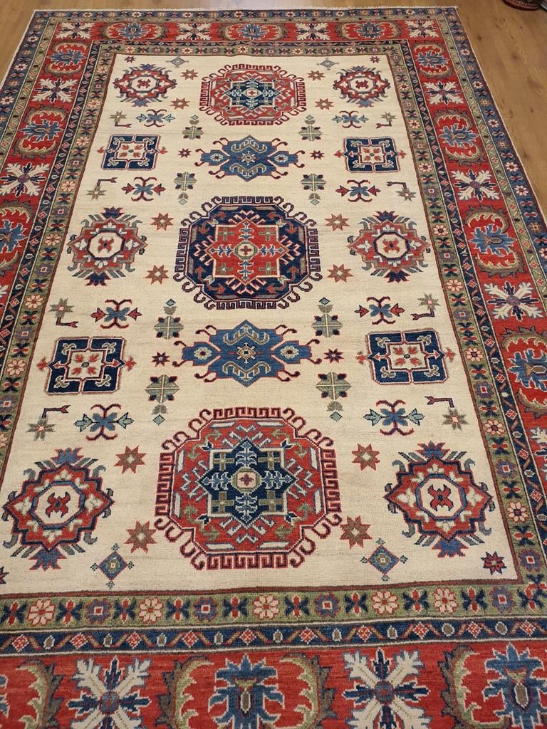 Handgeknoopt oosters tapijt kazak 296x197, Info@SlatsAntiek.nl, Crème, Perzisch, 150 tot 200 cm